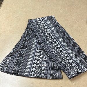 Western Bell Bottom Black and White Patterned Women's Flare Pants